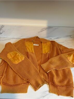 Free people mustard yellow open cardigan